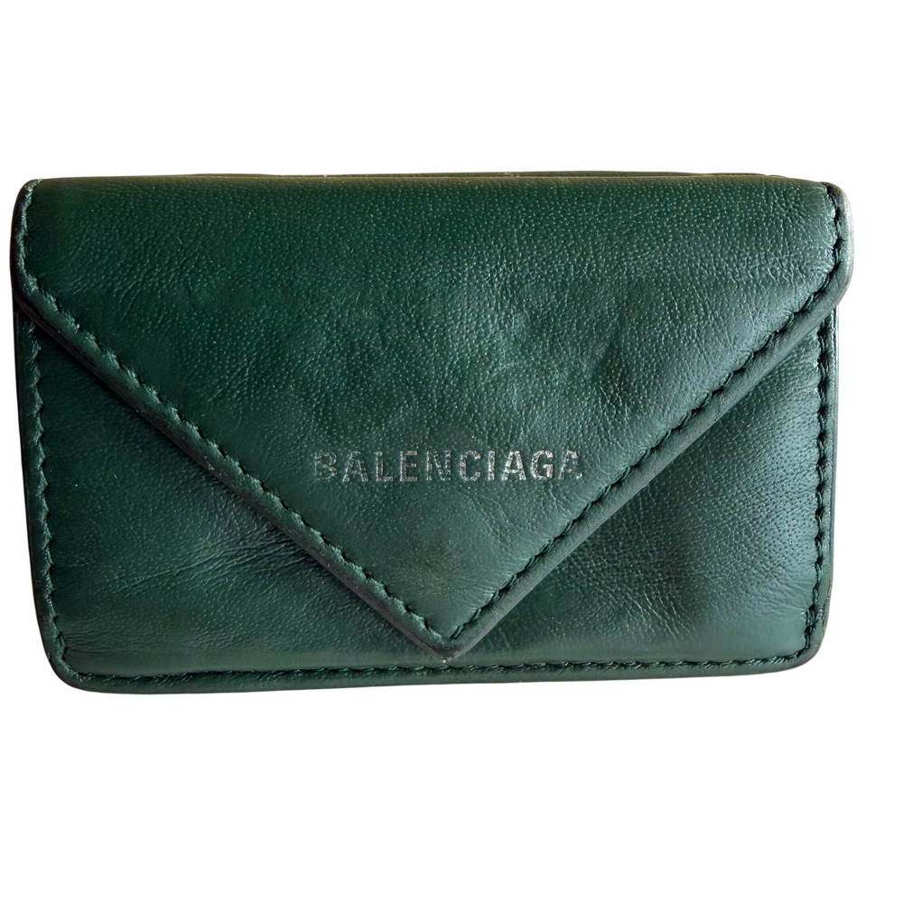 Balenciaga Papier Mini Wallet Leather Minimalist O/S Green Quiet Luxury